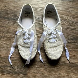 Kate Spade White Sparkle Keds size 8